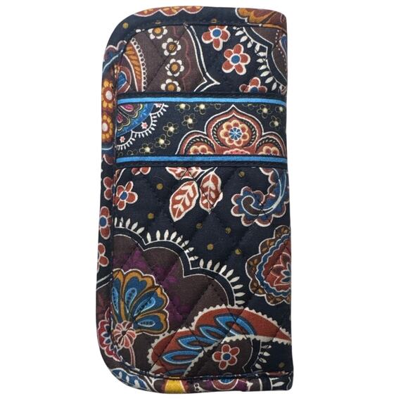 Vera Bradley Kensington Eyeglass Case Brown And Black Paisley Pattern Soft Side - Picture 1 of 6